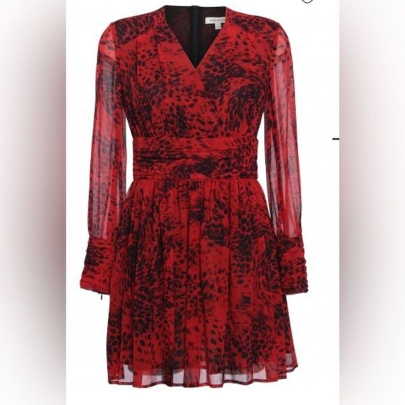 Pierre Balmain 100% mulberry silk red leopard print mini dress, M - Picture 2 of 15